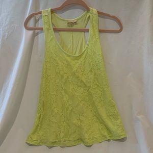 Neon Yellow Lace Razorback Flowy Soft Tank Top